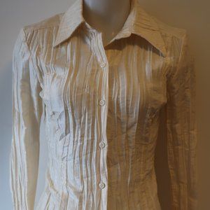 CHRISTINA MAKOWSKY CRINKLED LONG SLEEVE TOP SZ 6 *